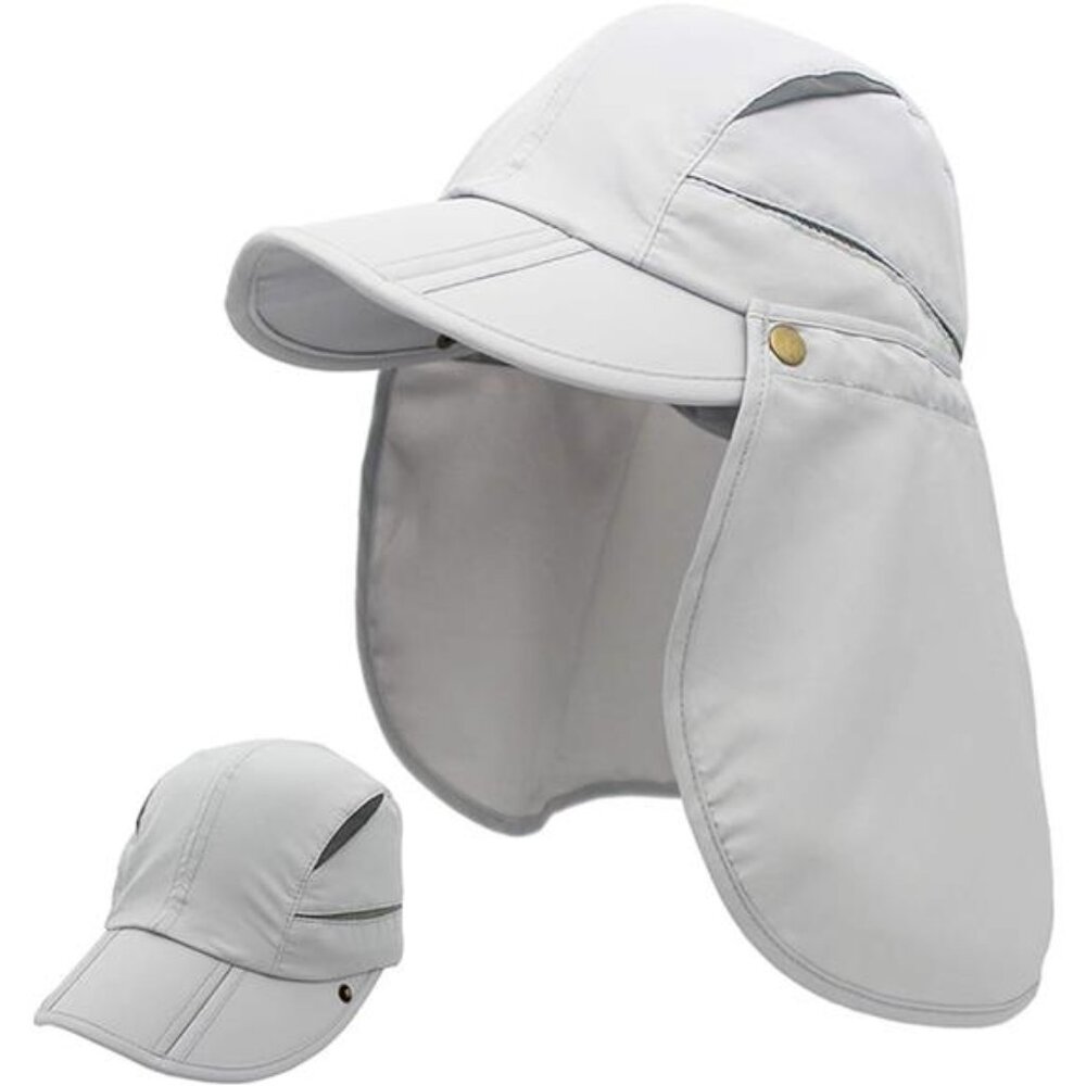 Men Women Safari Fishing Sun Cap with Removable Neck Flap Quick Dry Hats